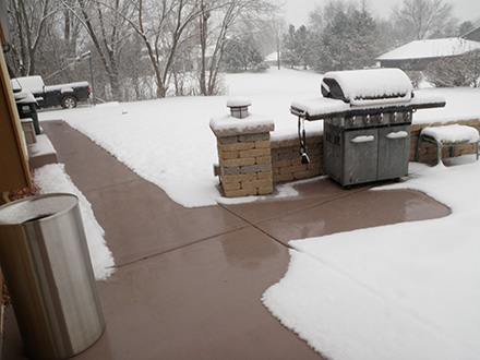 A radiant heated patio and sidewalk.